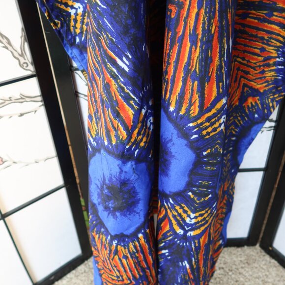 African Vibrant Blue and Orange Kaftan Bubu Gown NWOT 1 Size - Picture 10 of 16